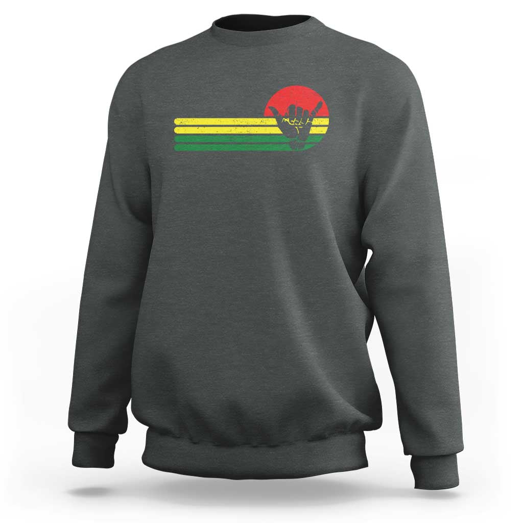 Rasta Reggae Shaka Hand Sweatshirt Retro Vintage Jamaica Flag Rasta Hawaii Shaka Sign - Wonder Print Shop