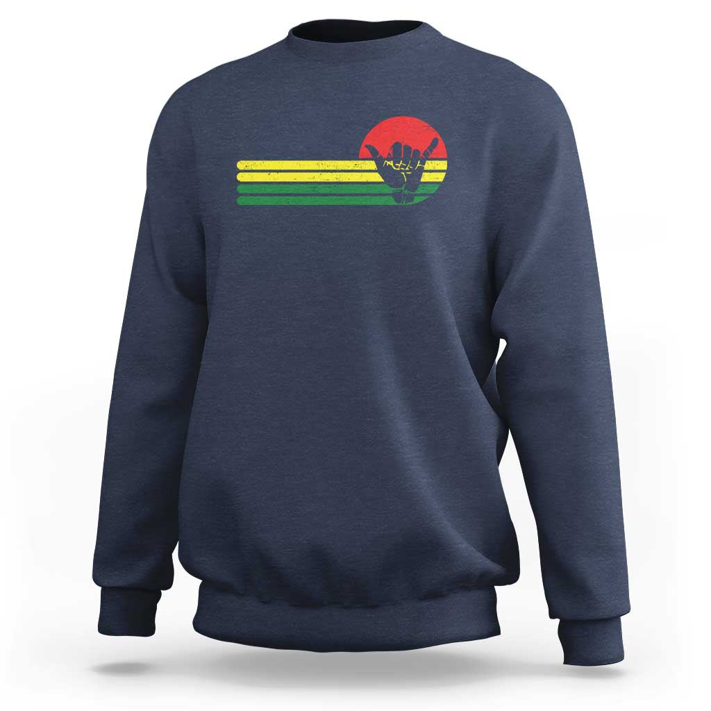 Rasta Reggae Shaka Hand Sweatshirt Retro Vintage Jamaica Flag Rasta Hawaii Shaka Sign - Wonder Print Shop