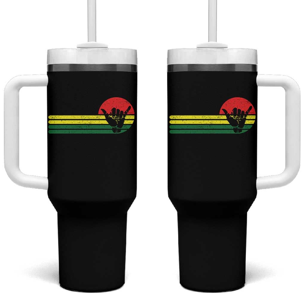 Rasta Reggae Shaka Hand Tumbler With Handle Retro Vintage Jamaica Flag Rasta Hawaii Shaka Sign - Wonder Print Shop