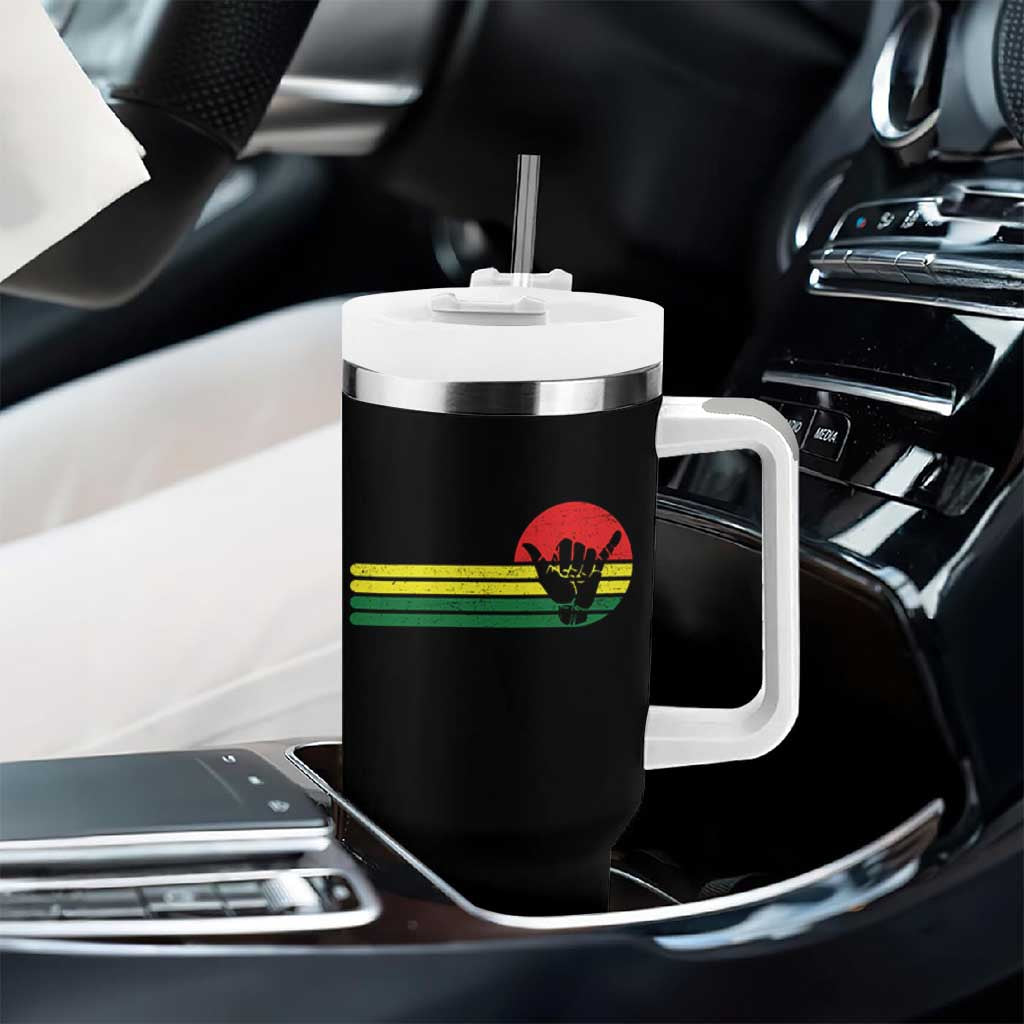 Rasta Reggae Shaka Hand Tumbler With Handle Retro Vintage Jamaica Flag Rasta Hawaii Shaka Sign - Wonder Print Shop