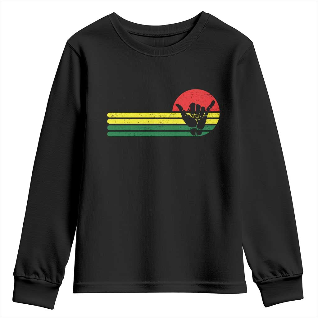 Rasta Reggae Shaka Hand Youth Sweatshirt Retro Vintage Jamaica Flag Rasta Hawaii Shaka Sign - Wonder Print Shop