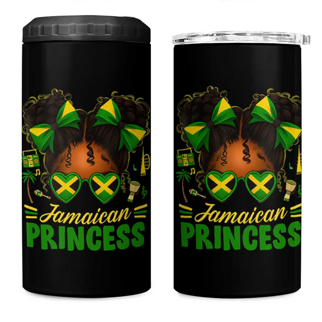 Jamaica Princess 4 in 1 Can Cooler Tumbler Proud Jamaican Afro Black Girls Jamaica Flag Pride - Wonder Print Shop