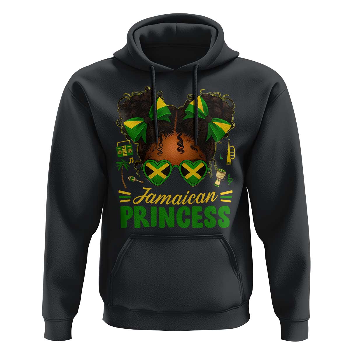 Jamaica Princess Hoodie Proud Jamaican Afro Black Girls Jamaica Flag Pride - Wonder Print Shop