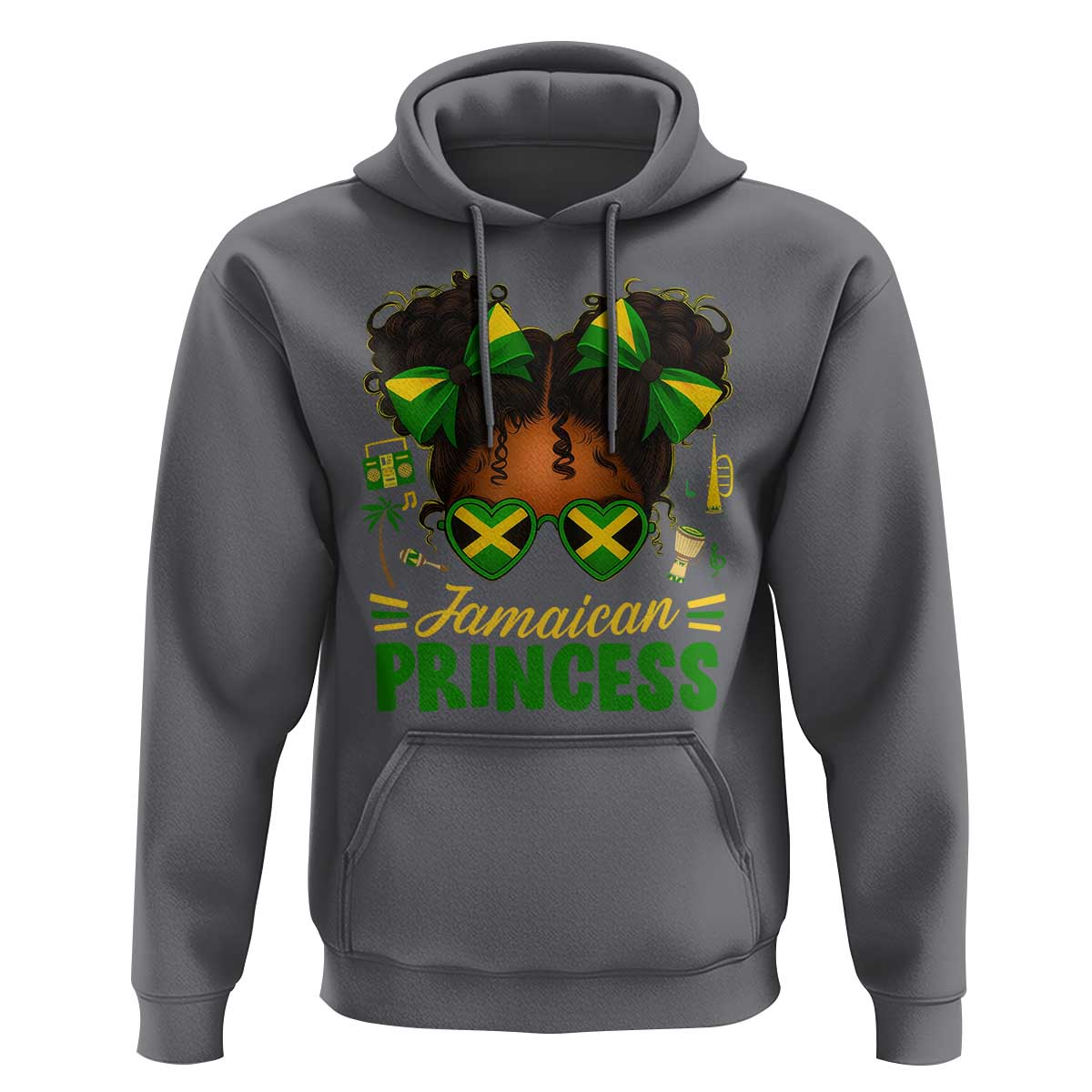 Jamaica Princess Hoodie Proud Jamaican Afro Black Girls Jamaica Flag Pride - Wonder Print Shop