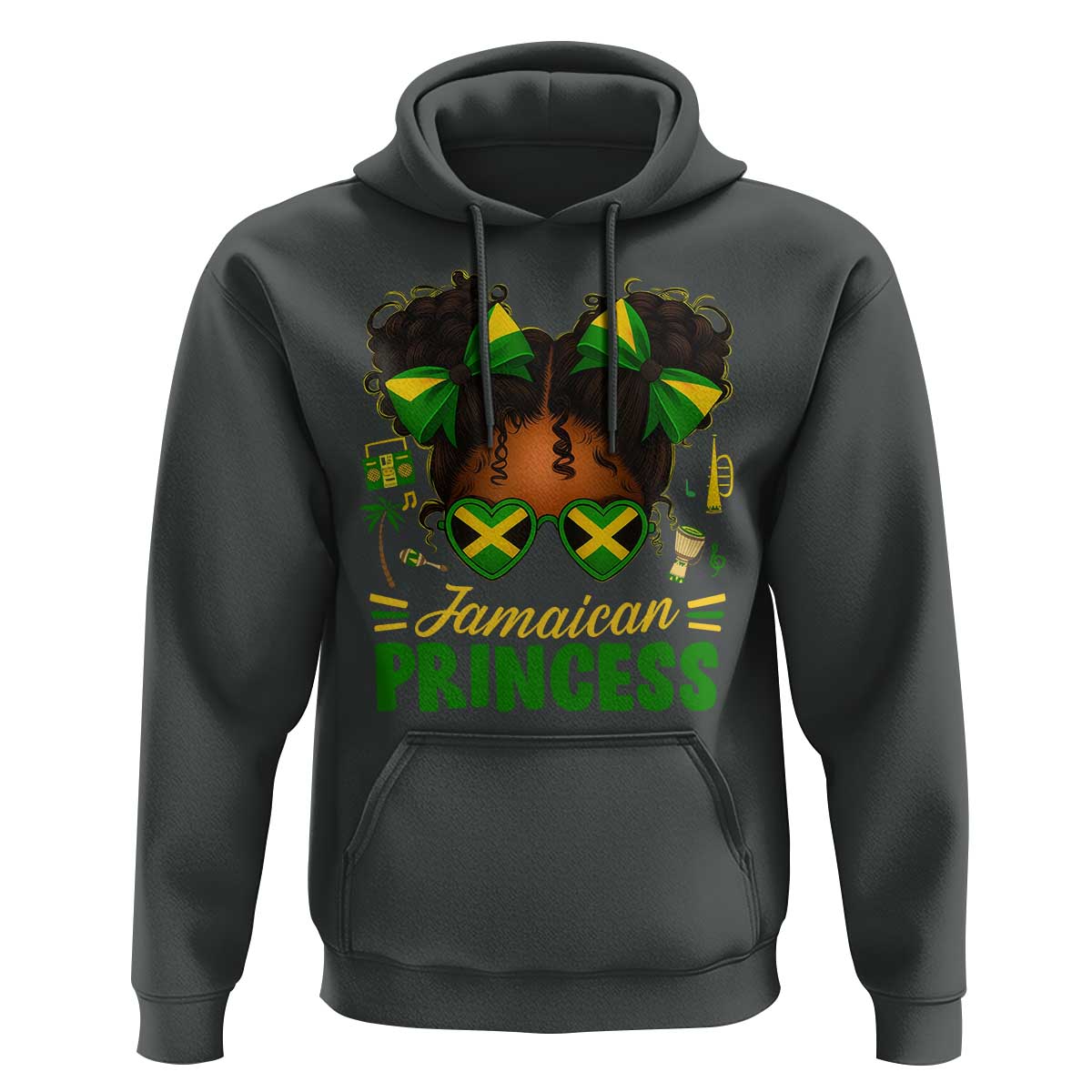 Jamaica Princess Hoodie Proud Jamaican Afro Black Girls Jamaica Flag Pride - Wonder Print Shop