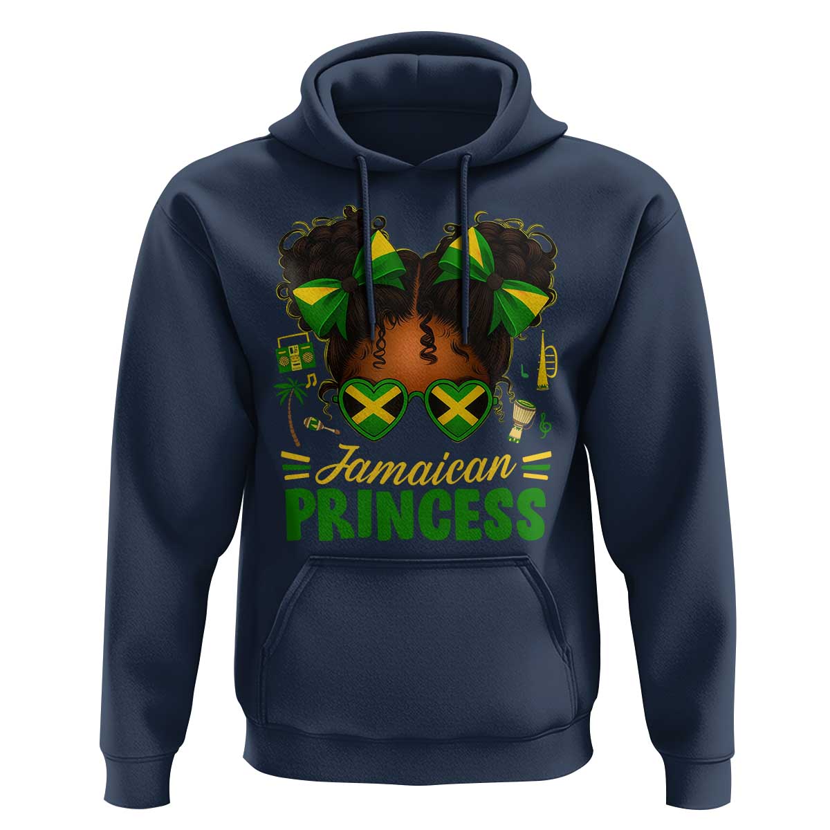 Jamaica Princess Hoodie Proud Jamaican Afro Black Girls Jamaica Flag Pride - Wonder Print Shop