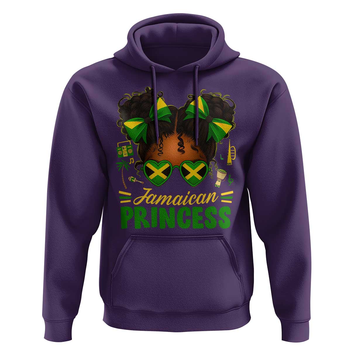 Jamaica Princess Hoodie Proud Jamaican Afro Black Girls Jamaica Flag Pride - Wonder Print Shop