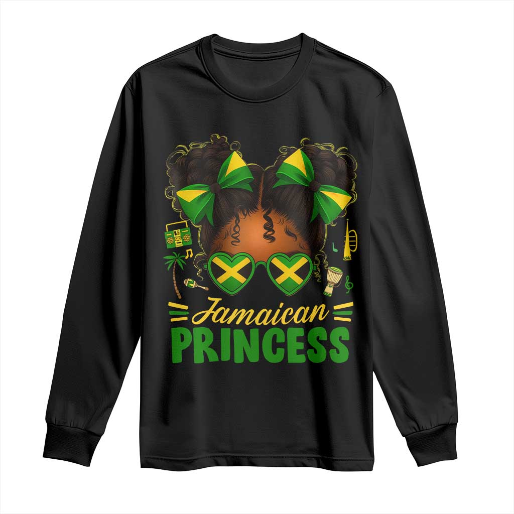 Jamaica Princess Long Sleeve Shirt Proud Jamaican Afro Black Girls Jamaica Flag Pride - Wonder Print Shop