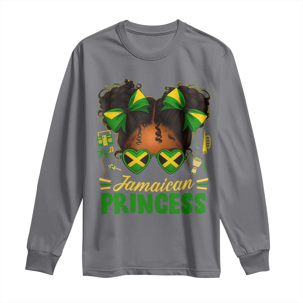Jamaica Princess Long Sleeve Shirt Proud Jamaican Afro Black Girls Jamaica Flag Pride - Wonder Print Shop