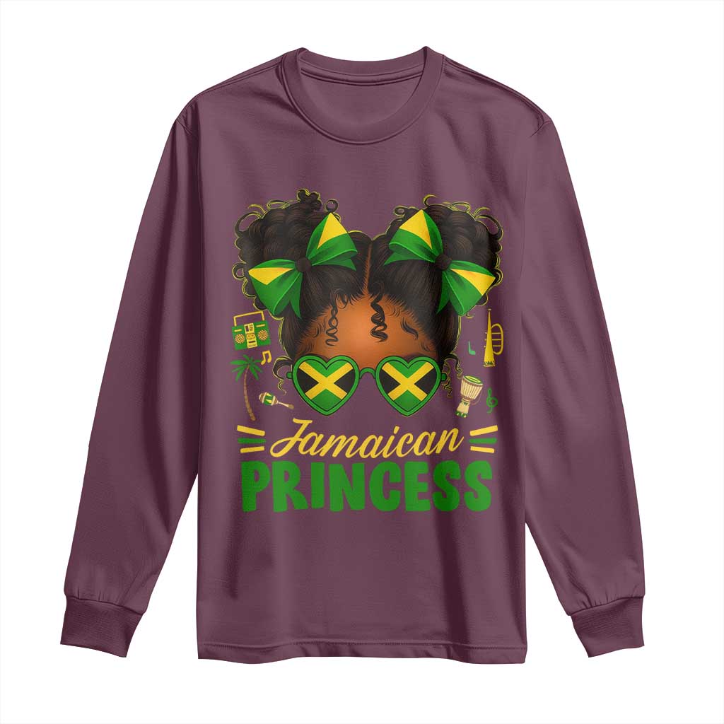 Jamaica Princess Long Sleeve Shirt Proud Jamaican Afro Black Girls Jamaica Flag Pride - Wonder Print Shop
