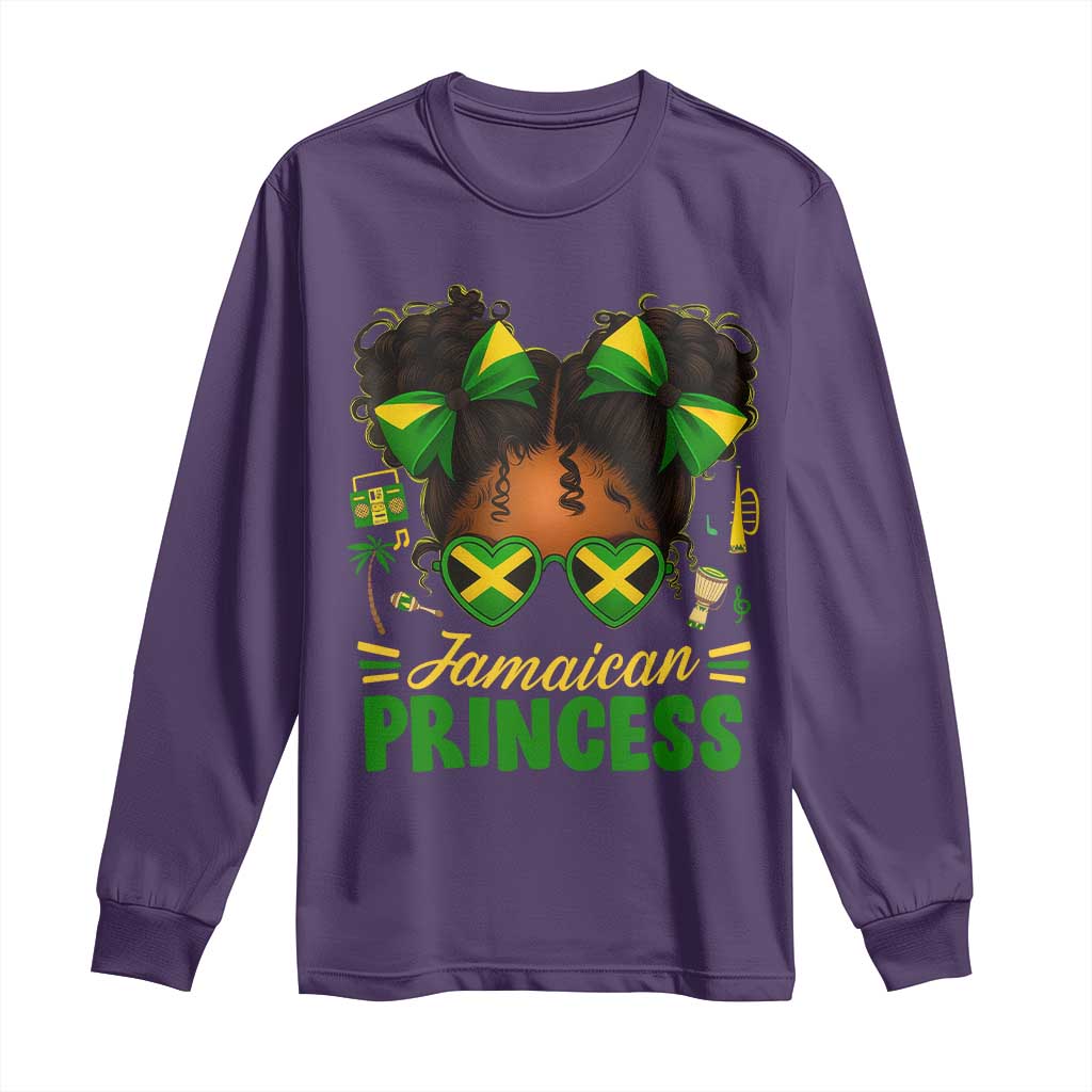 Jamaica Princess Long Sleeve Shirt Proud Jamaican Afro Black Girls Jamaica Flag Pride - Wonder Print Shop