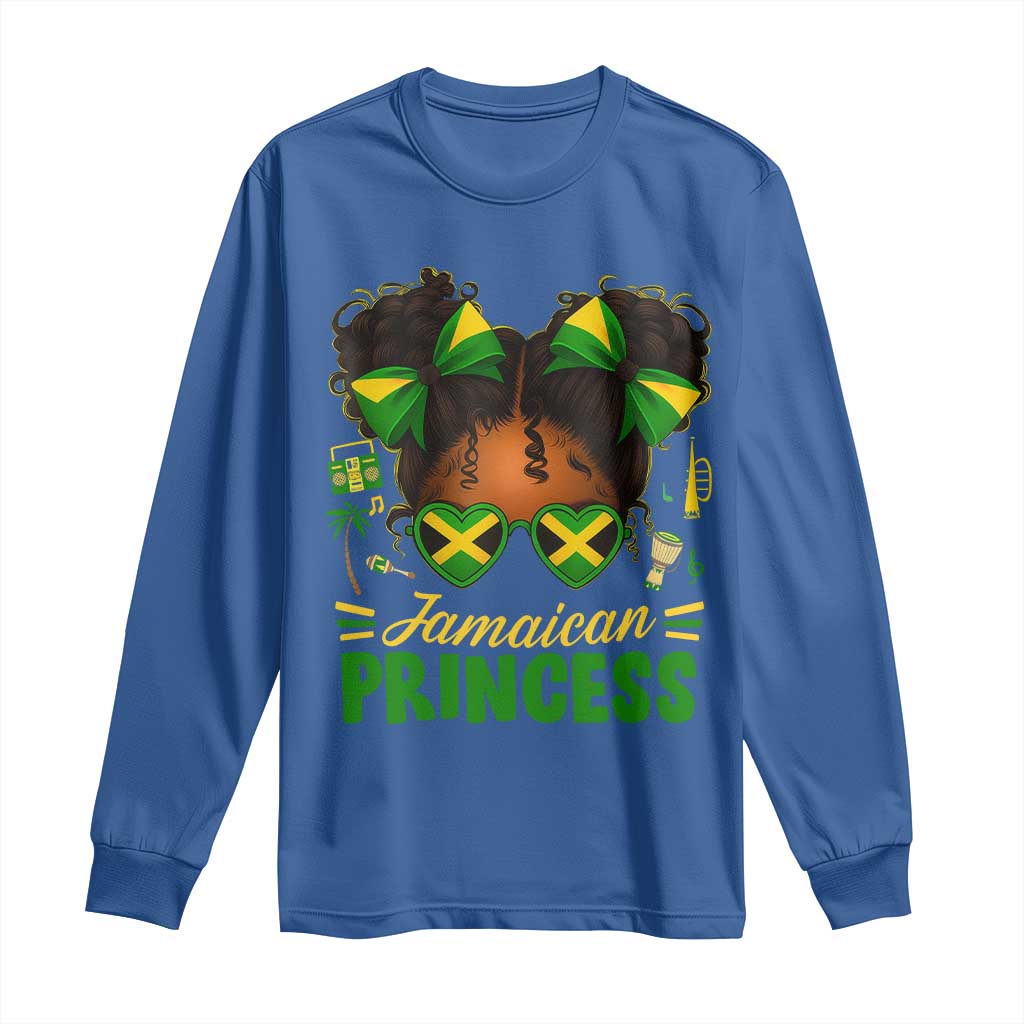 Jamaica Princess Long Sleeve Shirt Proud Jamaican Afro Black Girls Jamaica Flag Pride - Wonder Print Shop