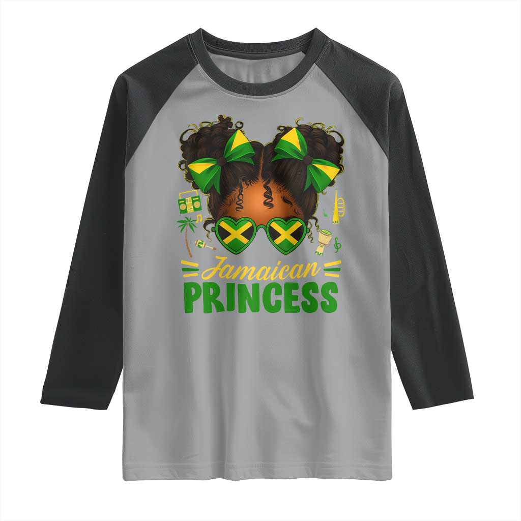 Jamaica Princess Raglan Shirt Proud Jamaican Afro Black Girls Jamaica Flag Pride - Wonder Print Shop