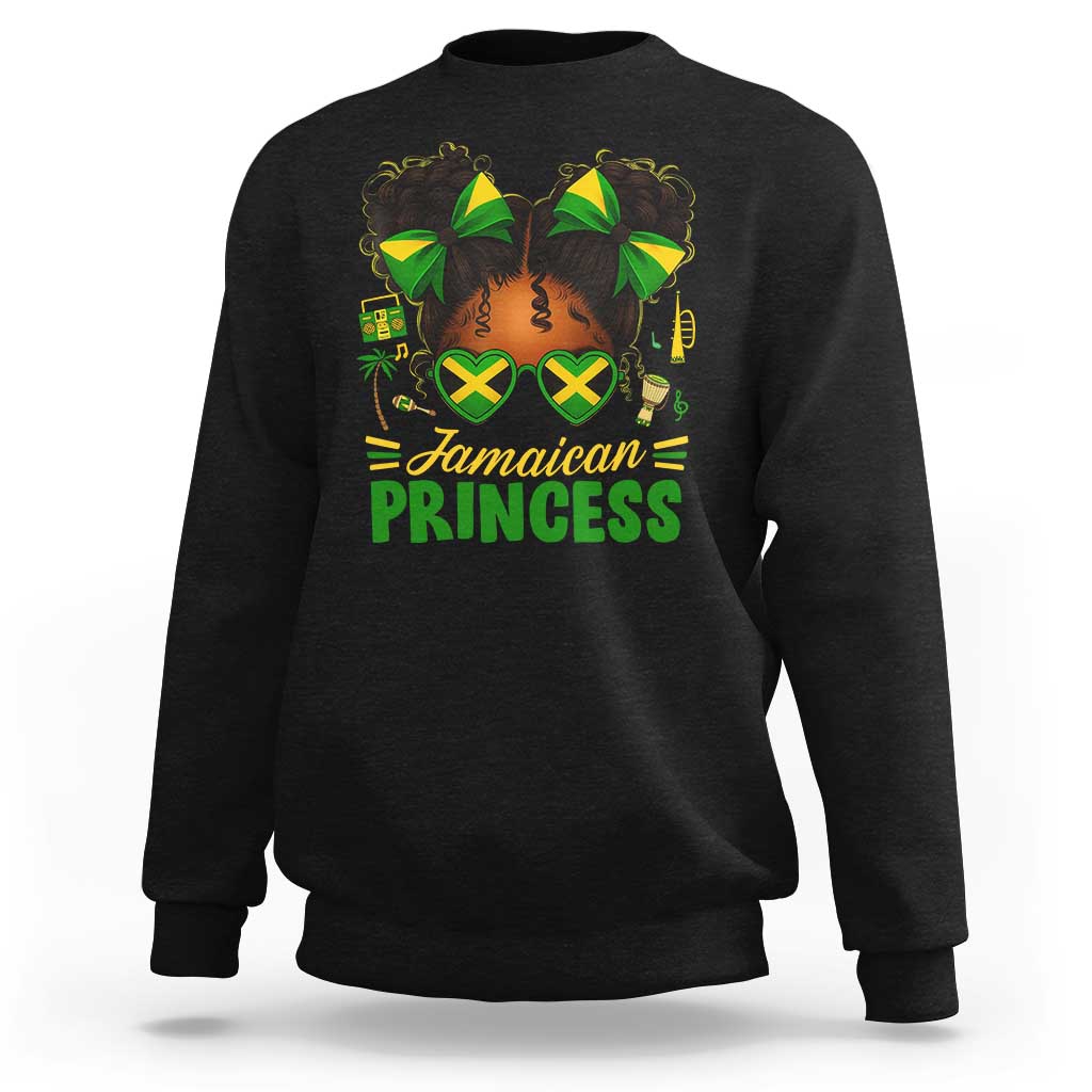 Jamaica Princess Sweatshirt Proud Jamaican Afro Black Girls Jamaica Flag Pride - Wonder Print Shop