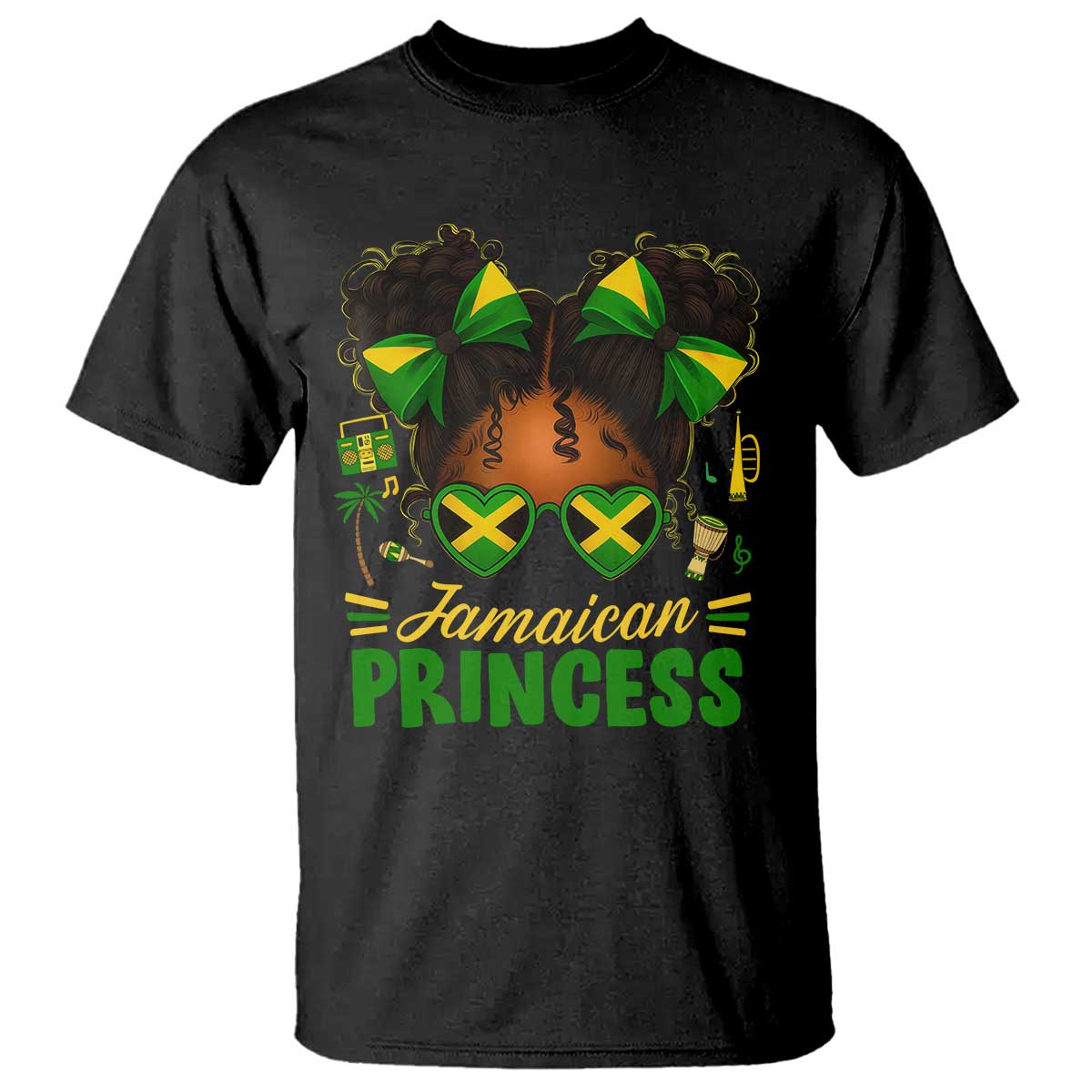 Jamaica Princess T Shirt Proud Jamaican Afro Black Girls Jamaica Flag Pride - Wonder Print Shop
