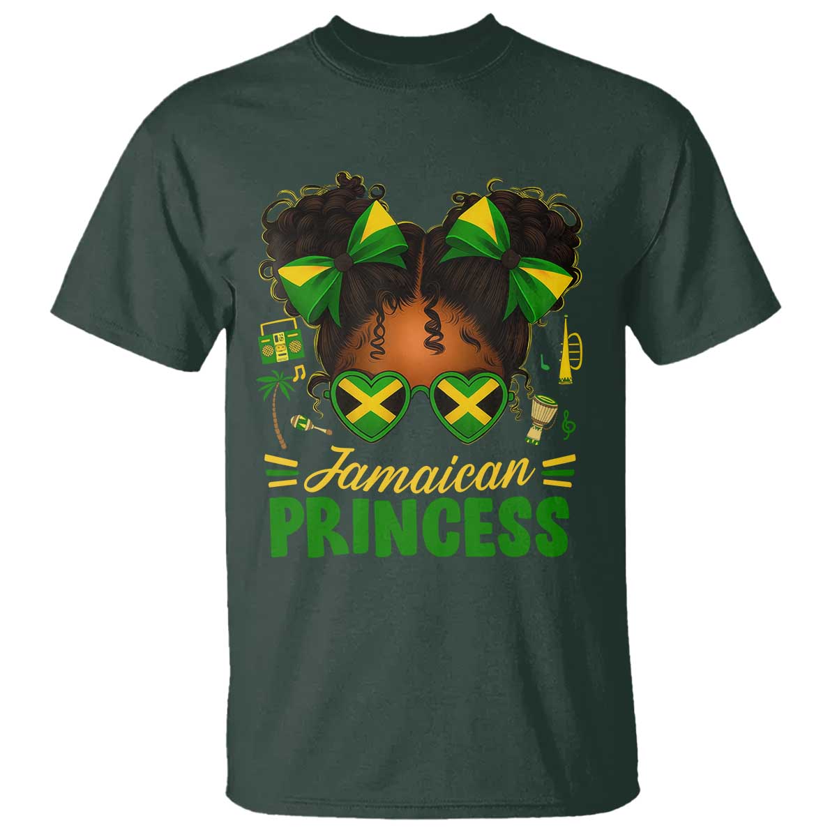 Jamaica Princess T Shirt Proud Jamaican Afro Black Girls Jamaica Flag Pride - Wonder Print Shop