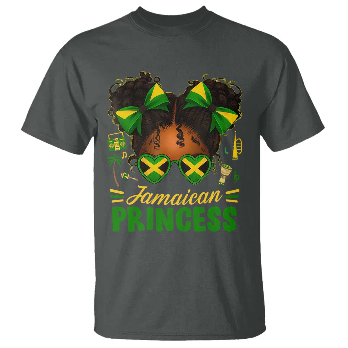 Jamaica Princess T Shirt Proud Jamaican Afro Black Girls Jamaica Flag Pride - Wonder Print Shop