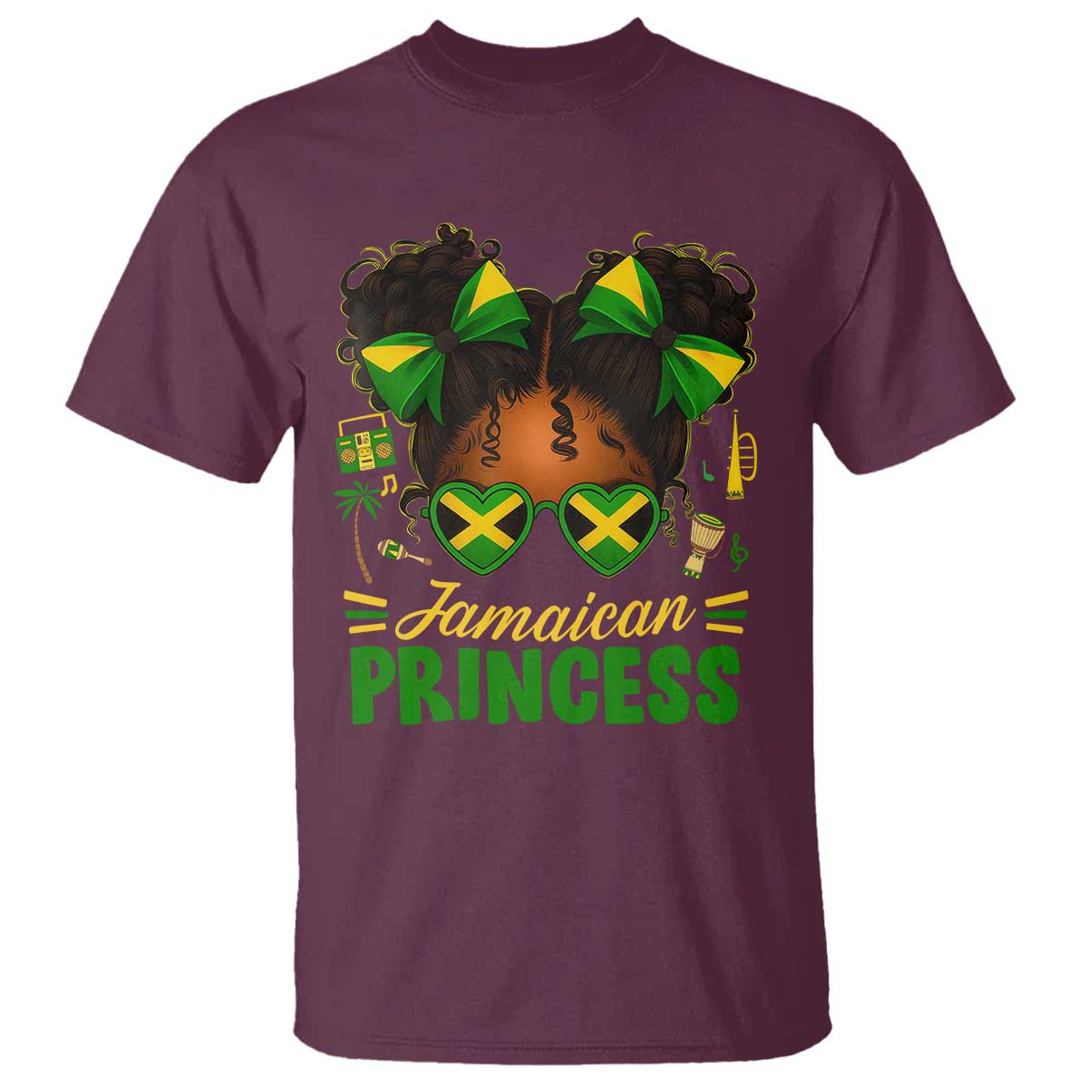 Jamaica Princess T Shirt Proud Jamaican Afro Black Girls Jamaica Flag Pride - Wonder Print Shop
