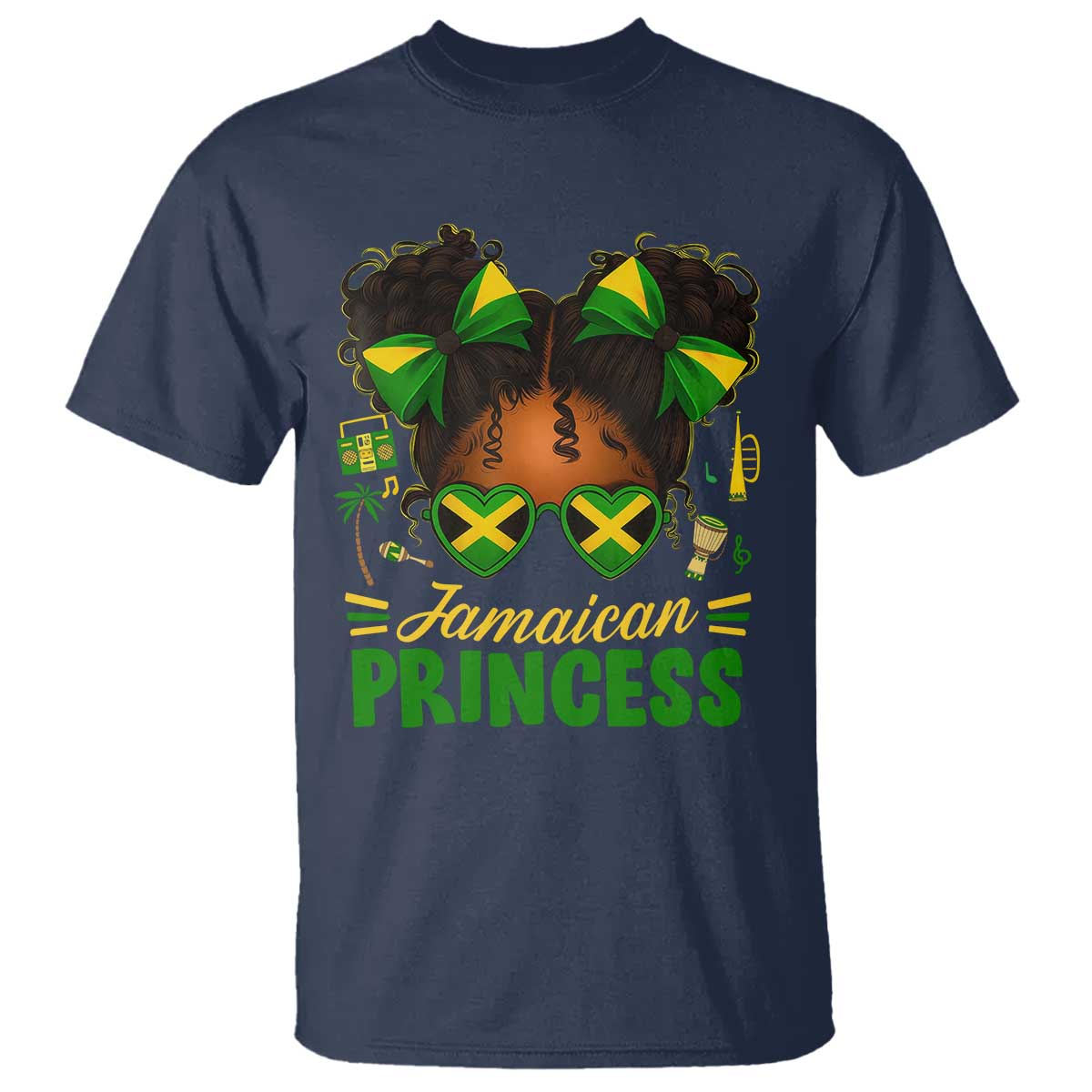 Jamaica Princess T Shirt Proud Jamaican Afro Black Girls Jamaica Flag Pride - Wonder Print Shop