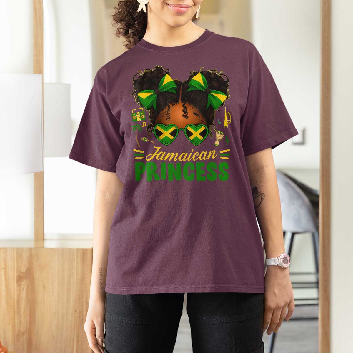 Jamaica Princess T Shirt For Women Proud Jamaican Afro Black Girls Jamaica Flag Pride - Wonder Print Shop