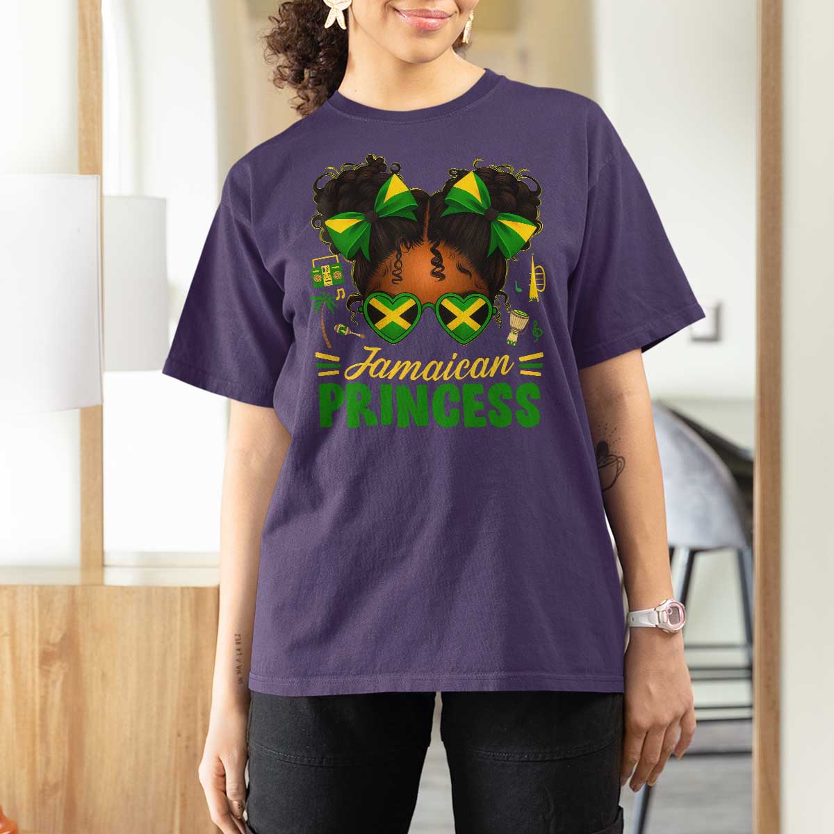 Jamaica Princess T Shirt For Women Proud Jamaican Afro Black Girls Jamaica Flag Pride - Wonder Print Shop
