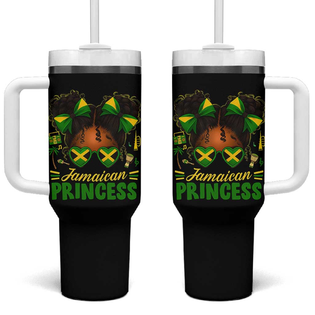 Jamaica Princess Tumbler With Handle Proud Jamaican Afro Black Girls Jamaica Flag Pride - Wonder Print Shop