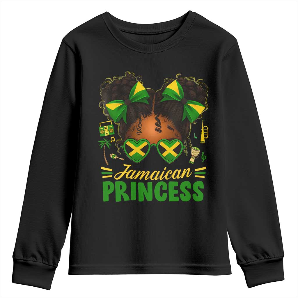 Jamaica Princess Youth Sweatshirt Proud Jamaican Afro Black Girls Jamaica Flag Pride - Wonder Print Shop