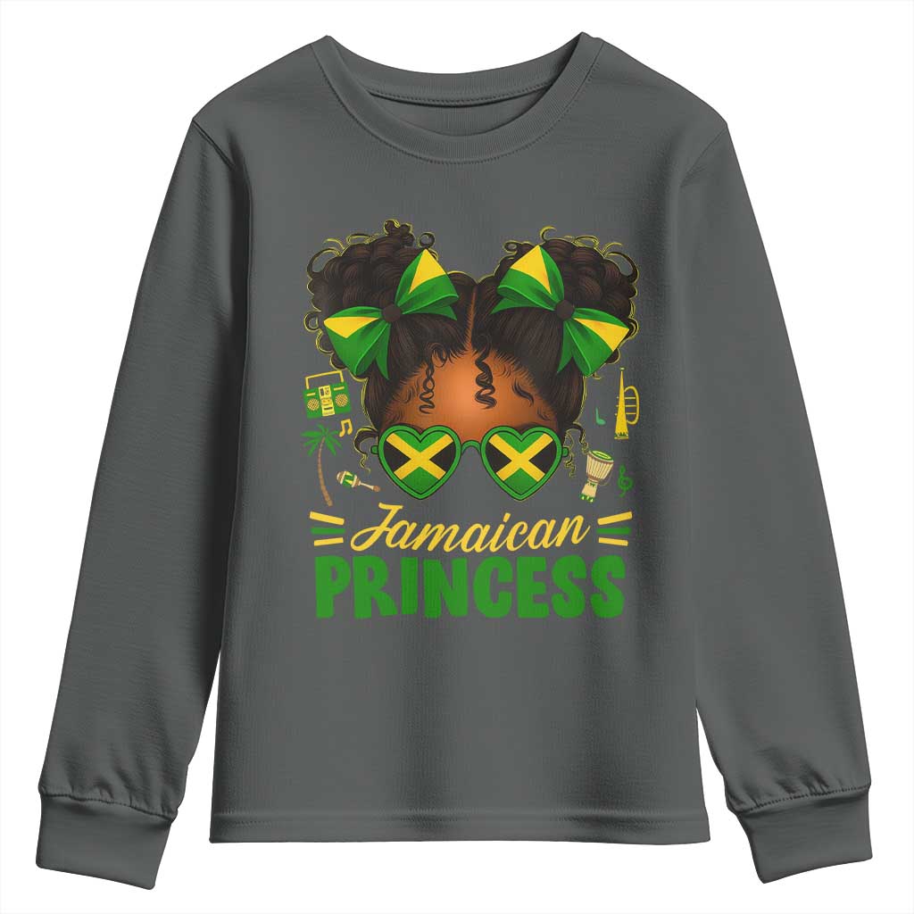 Jamaica Princess Youth Sweatshirt Proud Jamaican Afro Black Girls Jamaica Flag Pride - Wonder Print Shop