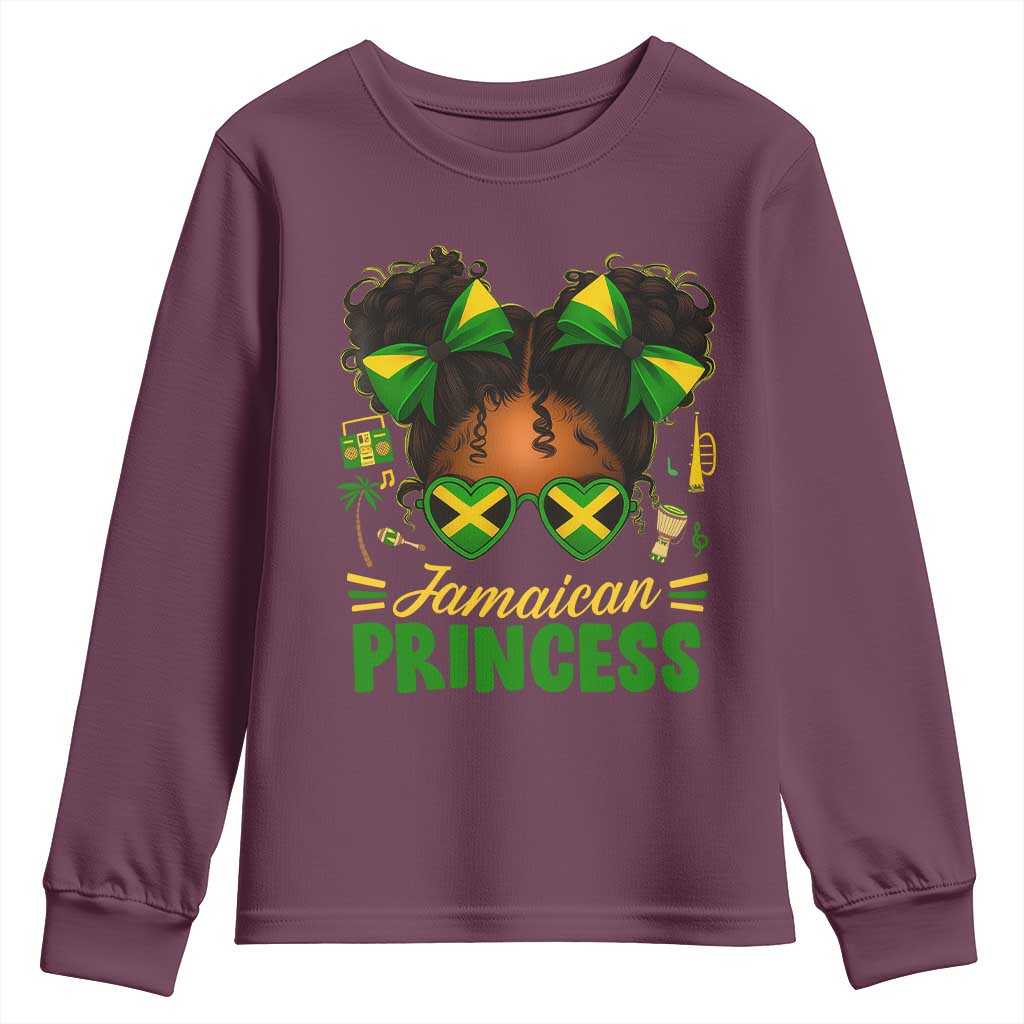 Jamaica Princess Youth Sweatshirt Proud Jamaican Afro Black Girls Jamaica Flag Pride - Wonder Print Shop