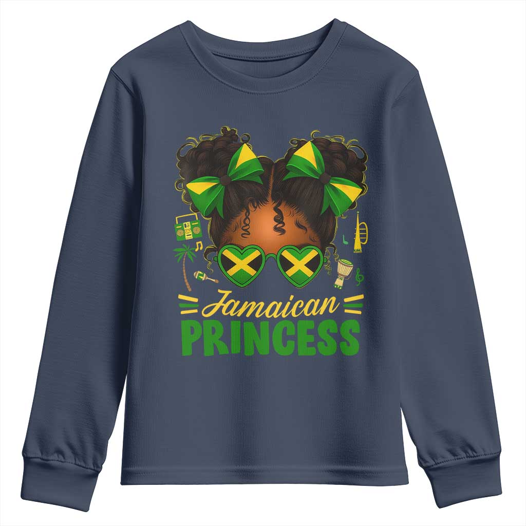 Jamaica Princess Youth Sweatshirt Proud Jamaican Afro Black Girls Jamaica Flag Pride - Wonder Print Shop