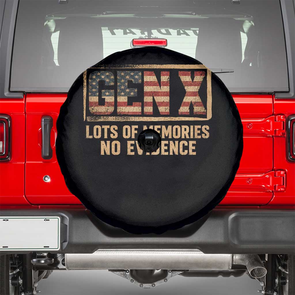 Funny Saying Sarcastic Gen X Lots of Memories No Evidence Spare Tire Cover Vintage American Flag