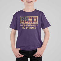 Funny Saying Sarcastic Gen X Lots of Memories No Evidence T Shirt For Kid Vintage American Flag