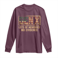 Funny Saying Sarcastic Gen X Lots of Memories No Evidence Long Sleeve Shirt Vintage American Flag