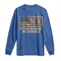 Funny Saying Sarcastic Gen X Lots of Memories No Evidence Long Sleeve Shirt Vintage American Flag