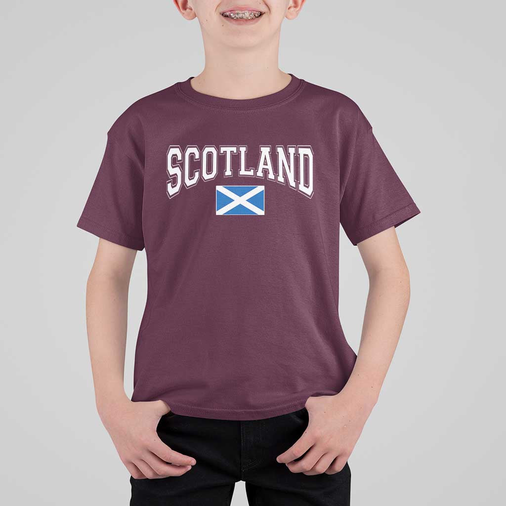 Scotland T Shirt For Kid Vintage Retro Varsity Sports Scottish Flag Graphic