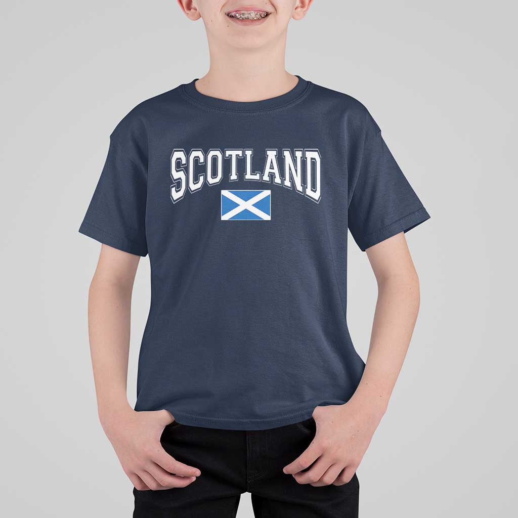 Scotland T Shirt For Kid Vintage Retro Varsity Sports Scottish Flag Graphic
