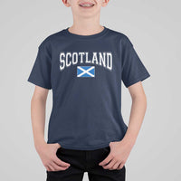Scotland T Shirt For Kid Vintage Retro Varsity Sports Scottish Flag Graphic