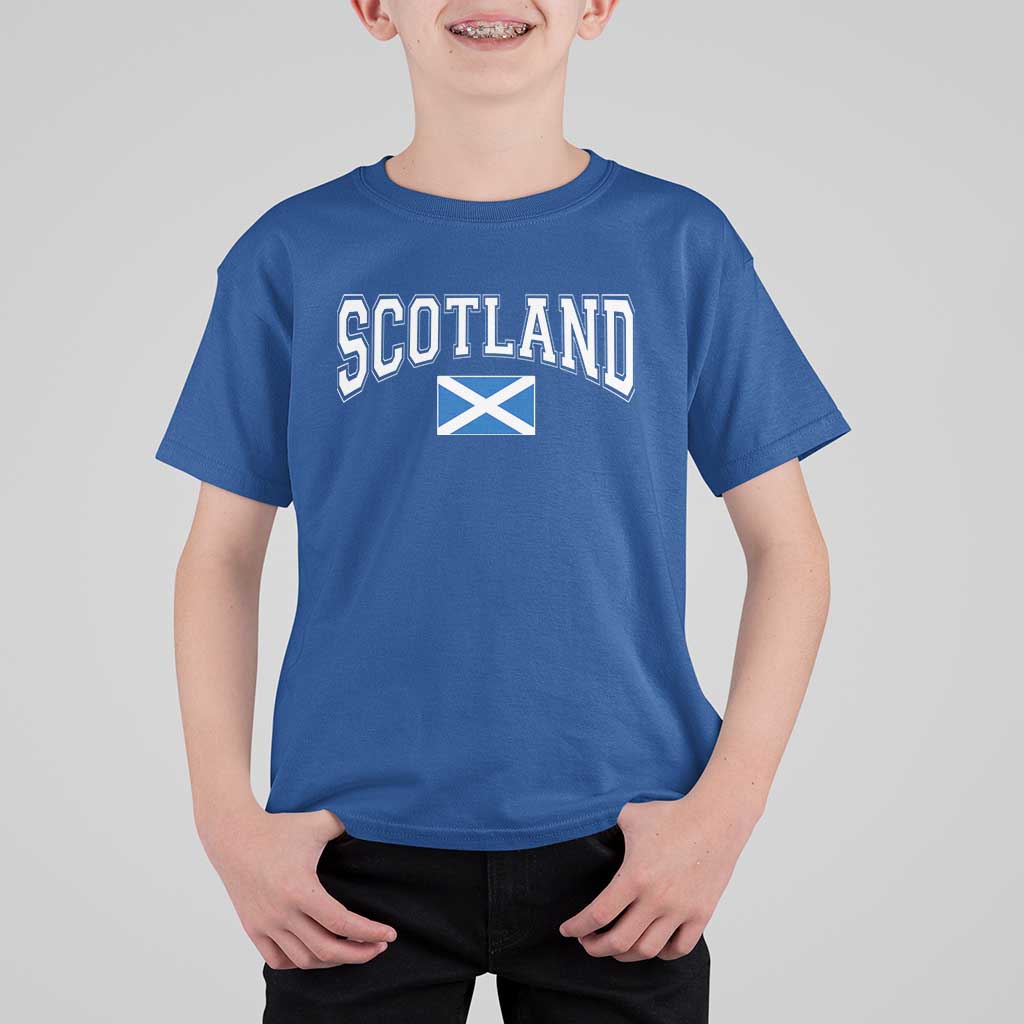 Scotland T Shirt For Kid Vintage Retro Varsity Sports Scottish Flag Graphic