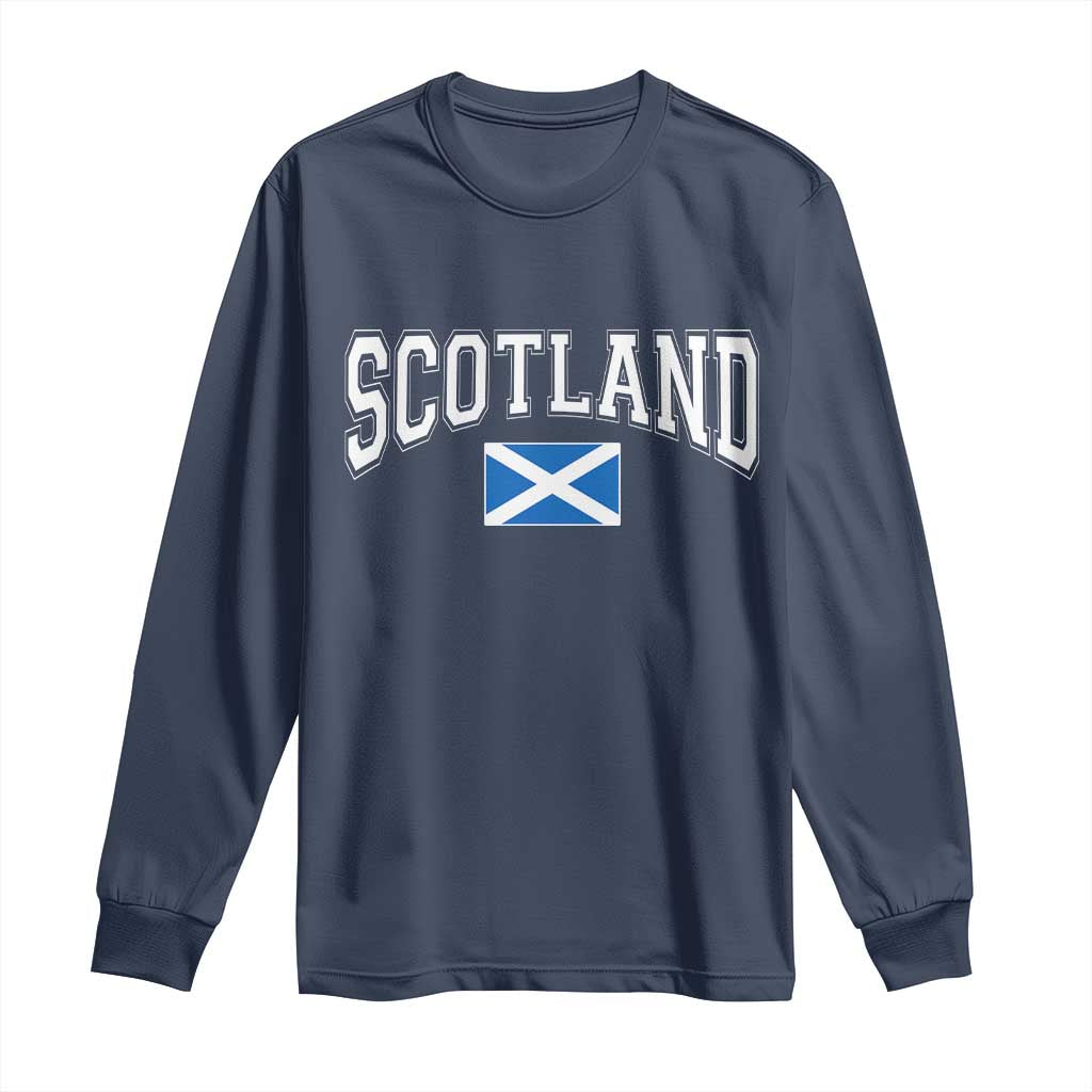 Scotland Long Sleeve Shirt Vintage Retro Varsity Sports Scottish Flag Graphic