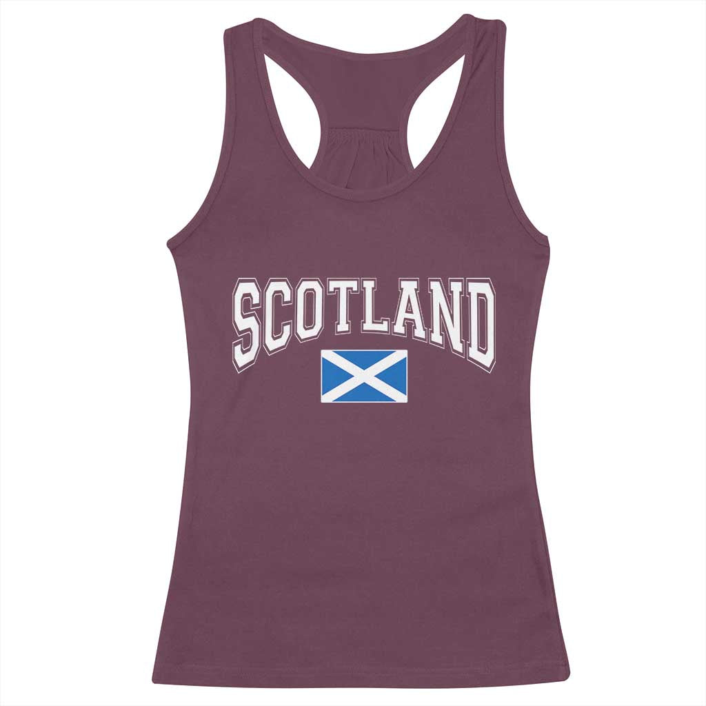 Scotland Racerback Tank Top Vintage Retro Varsity Sports Scottish Flag Graphic