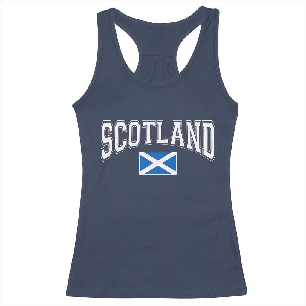 Scotland Racerback Tank Top Vintage Retro Varsity Sports Scottish Flag Graphic