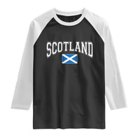 Scotland Raglan Shirt Vintage Retro Varsity Sports Scottish Flag Graphic