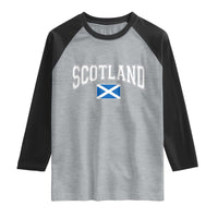 Scotland Raglan Shirt Vintage Retro Varsity Sports Scottish Flag Graphic