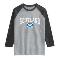 Scotland Raglan Shirt Vintage Retro Varsity Sports Scottish Flag Graphic