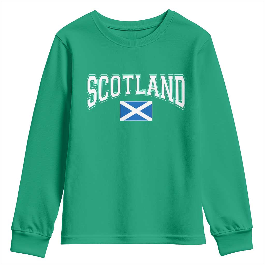 Scotland Youth Sweatshirt Vintage Retro Varsity Sports Scottish Flag Graphic