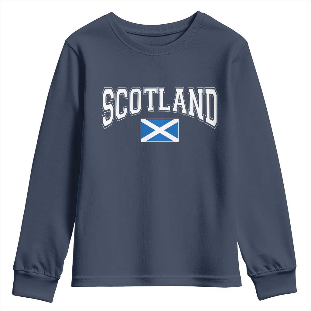 Scotland Youth Sweatshirt Vintage Retro Varsity Sports Scottish Flag Graphic