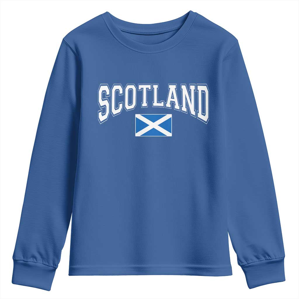 Scotland Youth Sweatshirt Vintage Retro Varsity Sports Scottish Flag Graphic