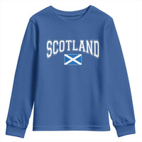 Scotland Youth Sweatshirt Vintage Retro Varsity Sports Scottish Flag Graphic