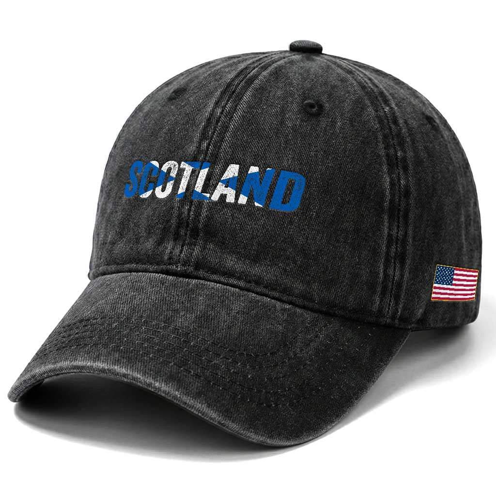 Vintage Scotland Washed Cotton Baseball Cap Scottish Flag Retro Pride