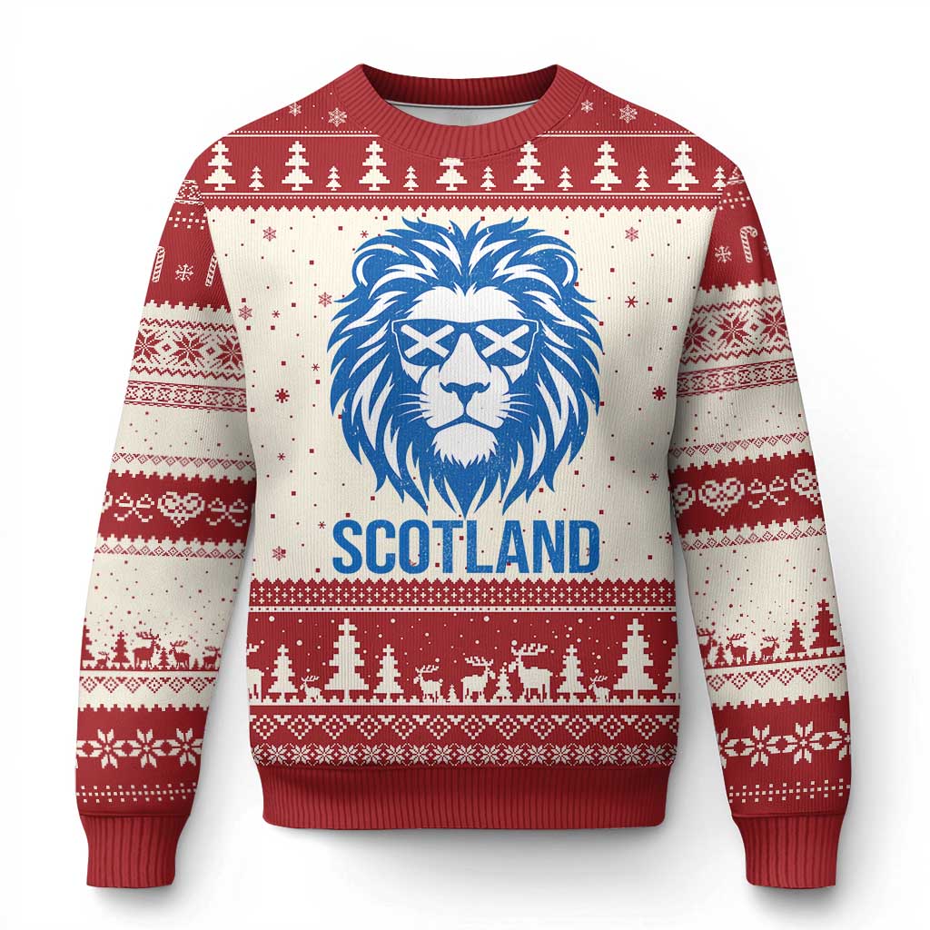 Vintage Scotland Lion Ugly Christmas Sweater Retro SCOT Fan Scottish Flag